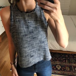 Zara blue and white tweed top.